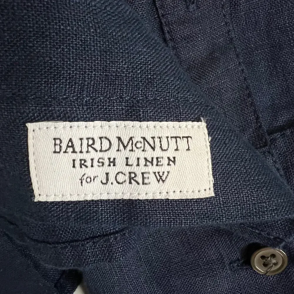 J Crew Mens Slim Fit Button Up Shirt 15T Baird McNutt Irish Linen Navy